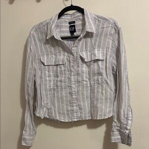 GAP Light Gray Striped Collared Shirt